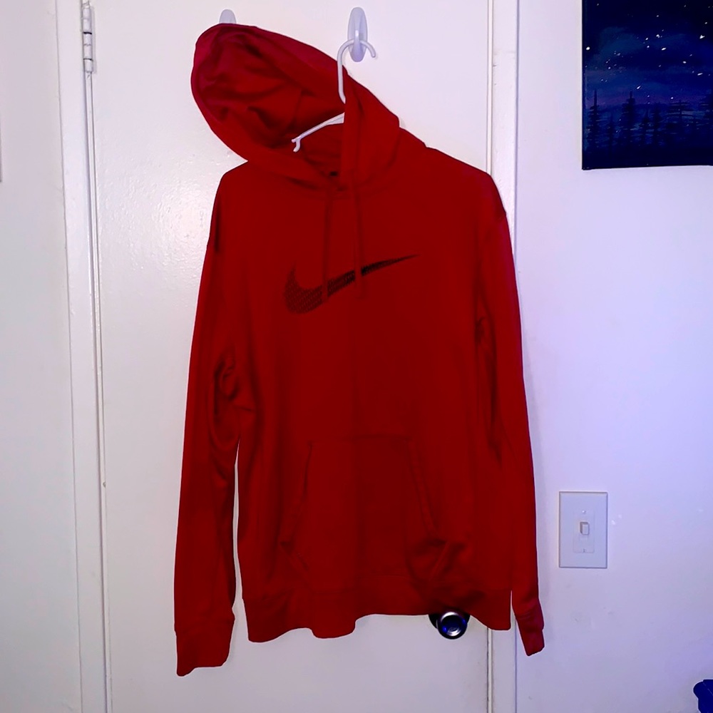 Large size mens, red Nike hoodie